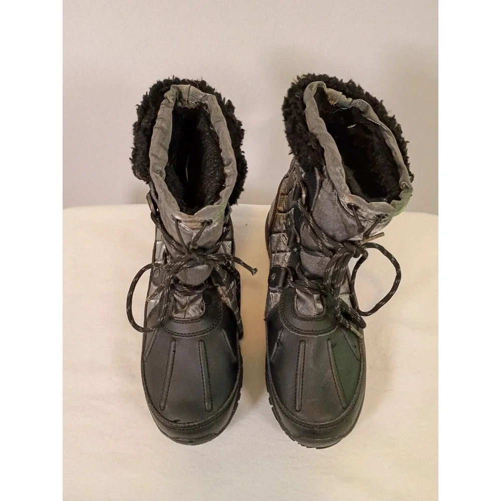 Wintercore Bearpaw Women 7 Black Silver Waterproof Quilted Faux Fur Snow Boots